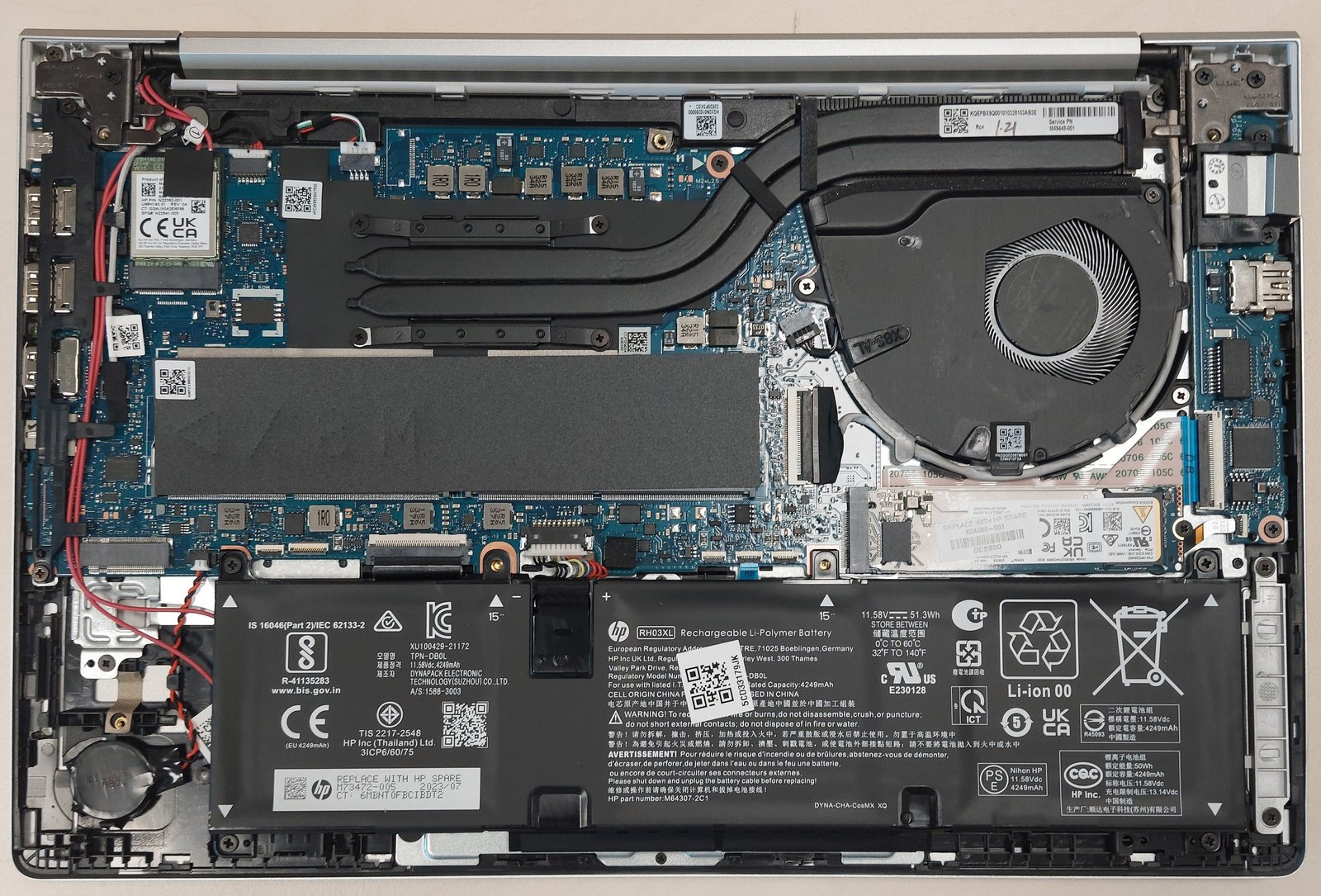 Internal Photo of HP ProBook 640 G8, 645 G8, EliteBook 640 G9 G10 US keyboard OEM (HP EliteBook 645 G10)